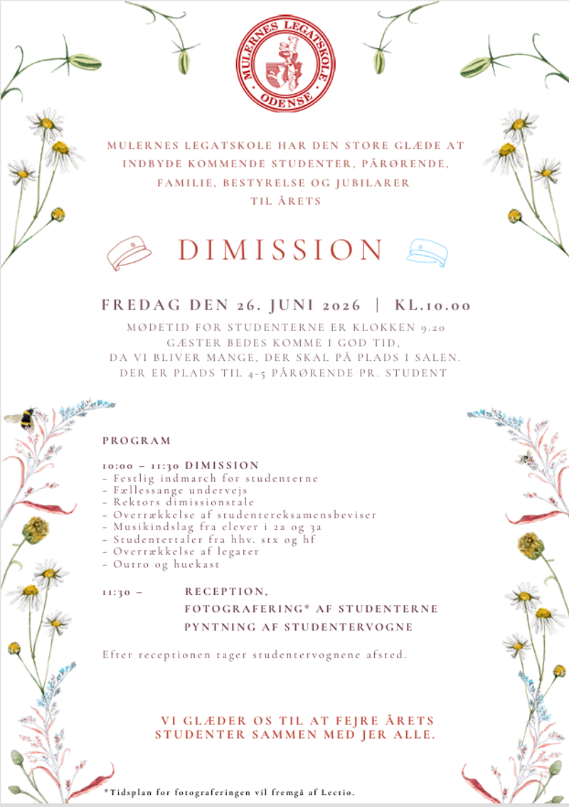 Invitation til Dimission 2026 - billede